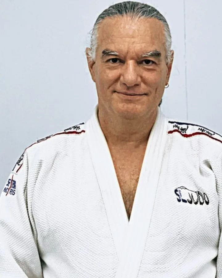 Sensei Oliver in a white judo gi